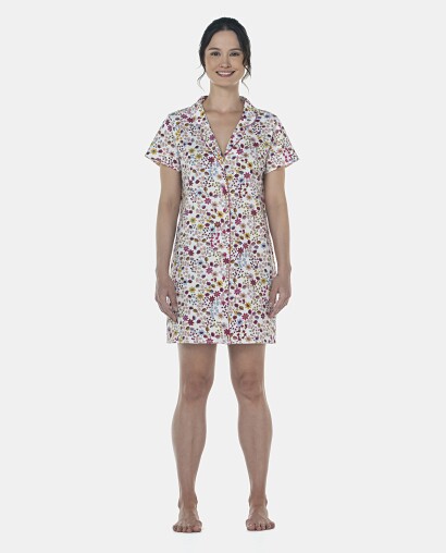 Camisão Feminino Adulto Manga Curta Aberto