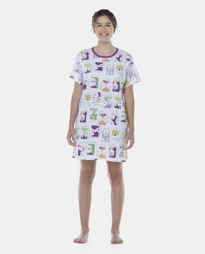 Camisão Feminino Adulto Manga Curta