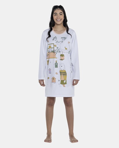 Camisão Feminino Adulto Manga Longa Moletinho