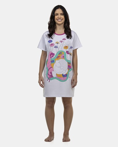 Camisão Feminino Adulto Manga Curta