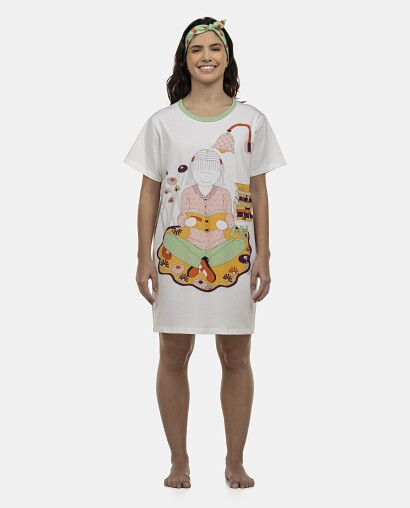 Camisão Feminino Adulto Manga Curta