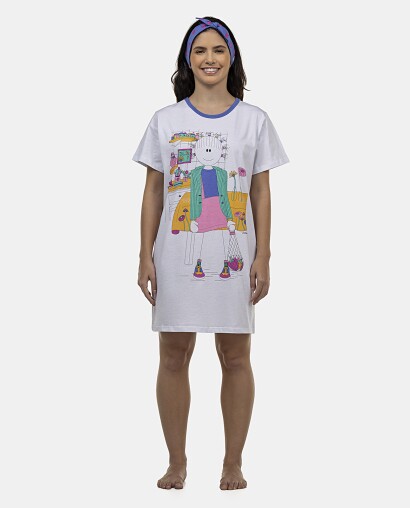 Camisão Feminino Adulto Manga Curta