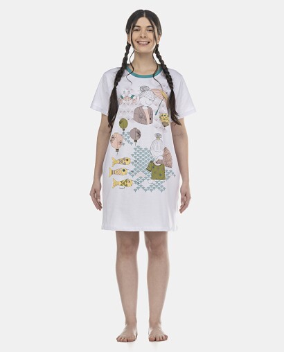 Camisão Feminino Adulto Manga Curta