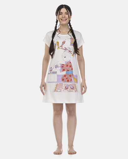 Camisão Feminino Adulto Manga Curta Acinturado