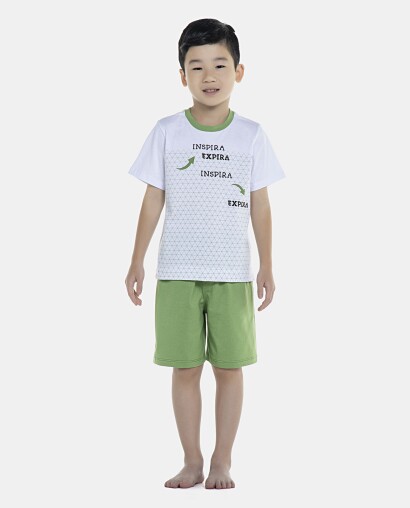 Pijama Masculino Kids Manga Curta e Bermuda