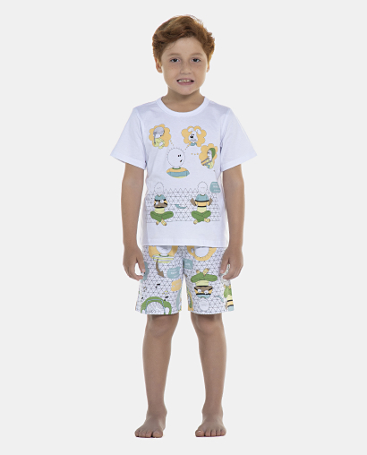 Pijama Masculino Kids Manga Curta e Bermuda
