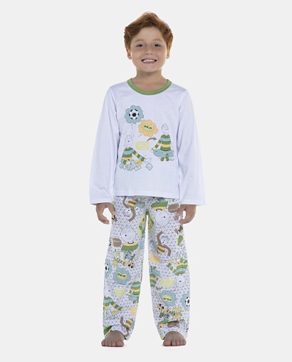 Pijama Masculino Kids Longa Curta e Calça