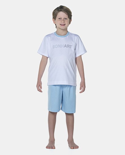 Pijama Masculino Kids Manga Curta e Bermuda