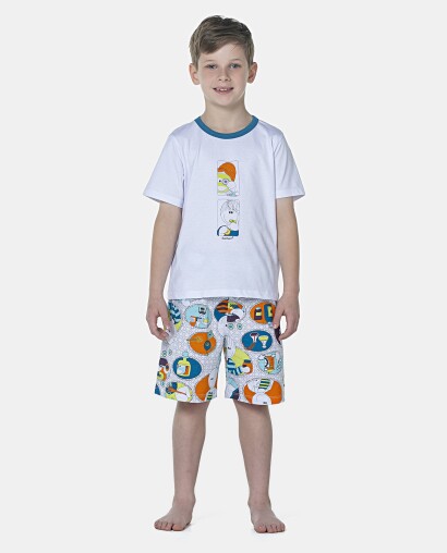 Pijama Masculino Kids Manga Curta e Bermuda