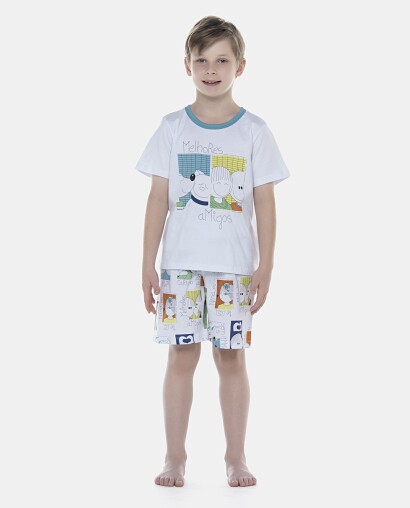 Pijama Masculino Kids Manga Curta e Bermuda