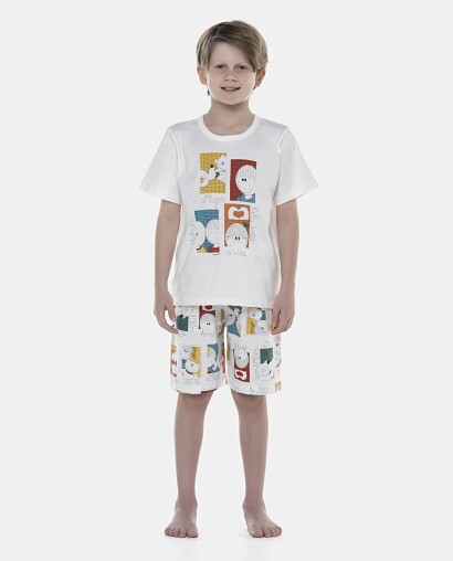 Pijama Masculino Kids Manga Curta e Bermuda