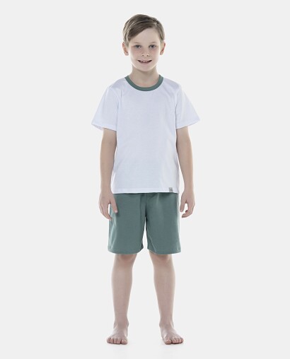 Pijama Masculino Kids Manga Curta e Bermuda