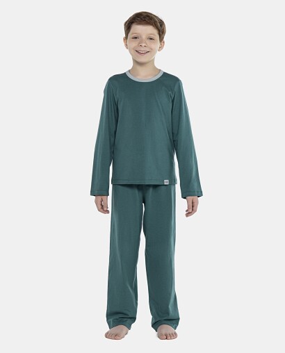 Pijama Masculino Kids Manga Longa e Calça