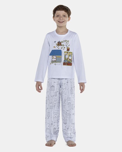 Pijama Masculino Kids Manga Longa e Calça