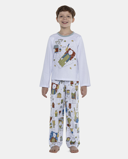 Pijama Masculino Kids Manga Longa e Calça