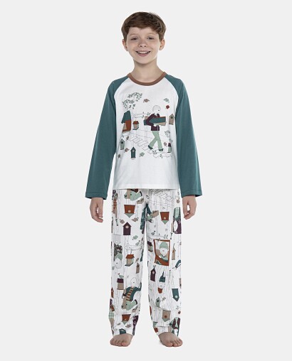 Pijama Masculino Kids Manga Longa e Calça