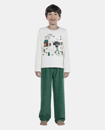 Pijama Masculino Kids Manga Longa e Calça Plush