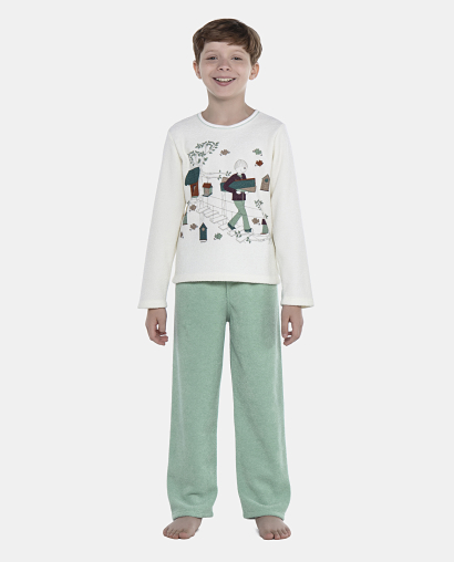Pijama Masculino Kids Manga Longa e Calça Plush