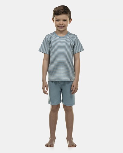 Pijama Masculino Kids Manga Curta e Bermuda