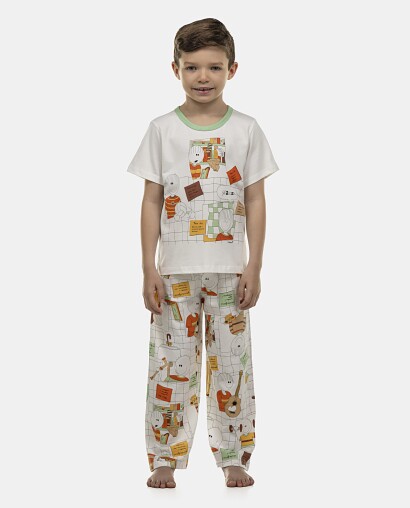 Pijama Masculino Kids Manga Curta e Calça