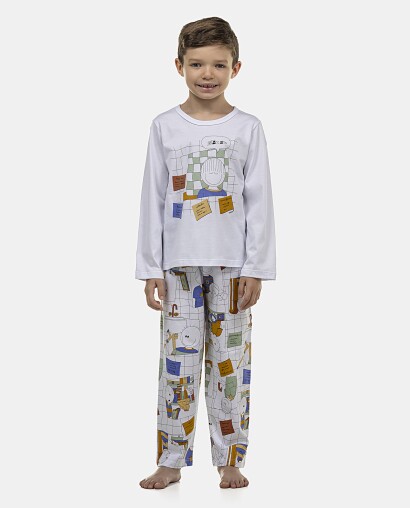 Pijama Masculino Kids Longa Curta e Calça