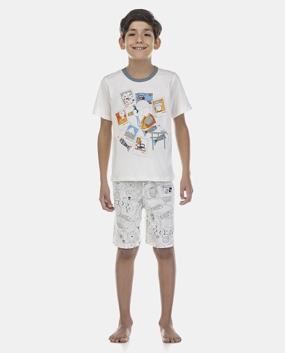 Pijama Masculino Kids Manga Curta e short