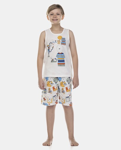 Pijama Masculino Kids  Regata e Bermuda