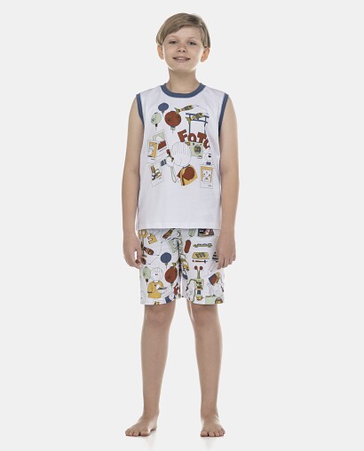 Pijama Masculino Kids Regata Machão e Bermuda