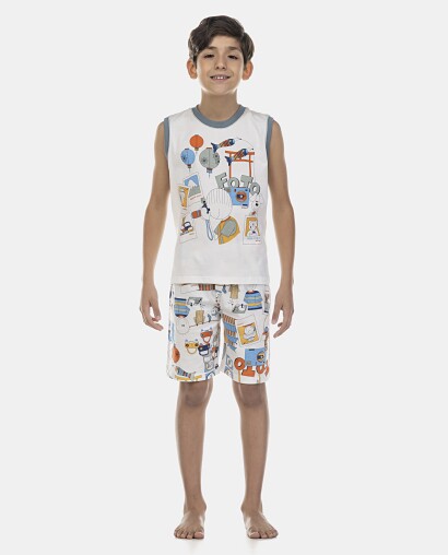 Pijama Masculino Kids Regata Machão e Bermuda