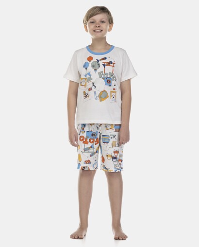 Pijama Masculino Kids Manga Curta e Bermuda
