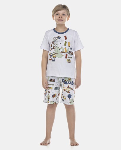 Pijama Masculino Kids Manga Curta e Bermuda