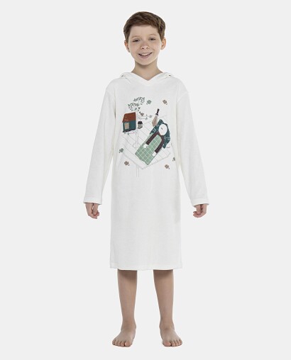 Roupão Masculino Kids Manga Longa Fechado Com Capuz Atoalhado