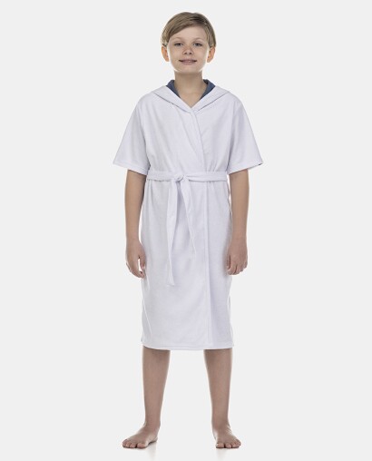 Roupão Masculino Kids Manga Curta Atoalhado Com Touca