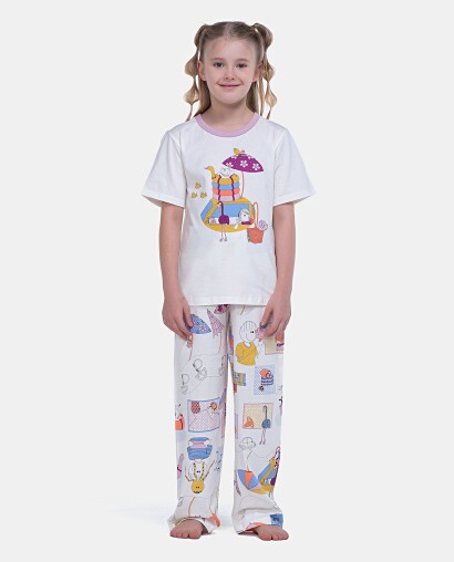 Sonhart | Comprar Pijama Feminino Infantil Manga Curta e Calça Pat e Nina
