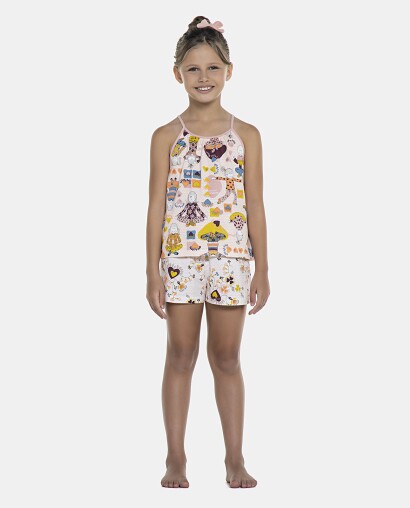Pijama Feminino Kids Alça e Short