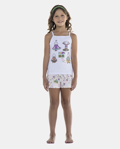 Pijama Feminino Kids Alça e Short