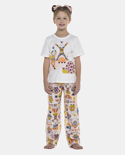 Pijama Feminino Kids Manga Curta e Calça