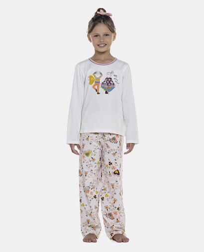 Pijama Feminino Kids Manga Longa e Calça