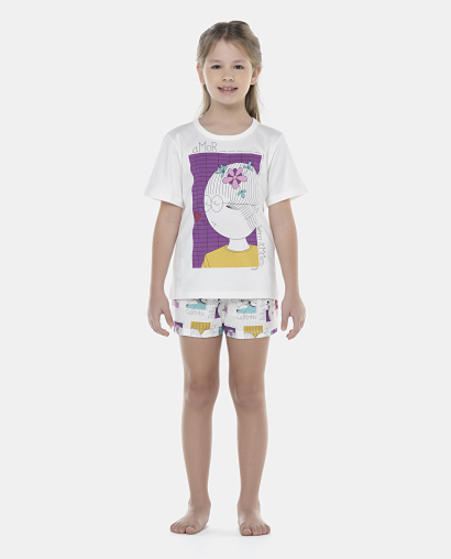 Pijama Feminino Kids Manga Curta e Short