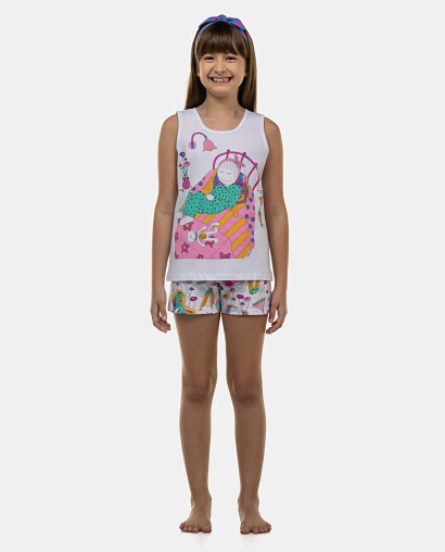 Pijama Feminino Kids Regata e Short