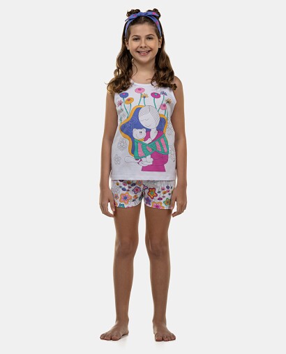 Pijama Feminino Kids Regata e Short