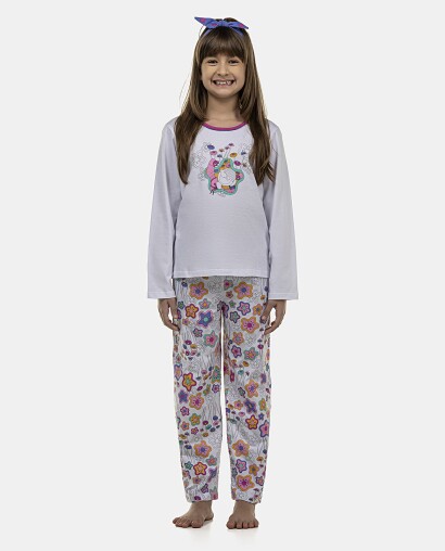 Pijama Feminino Kids Manga Longa e Calça