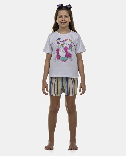 Pijama Feminino Kids Manga Curta e Short