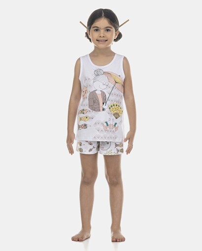 Pijama Feminino Kids Regata e Short