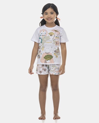 Pijama Feminino Kids Manga Curta e Short