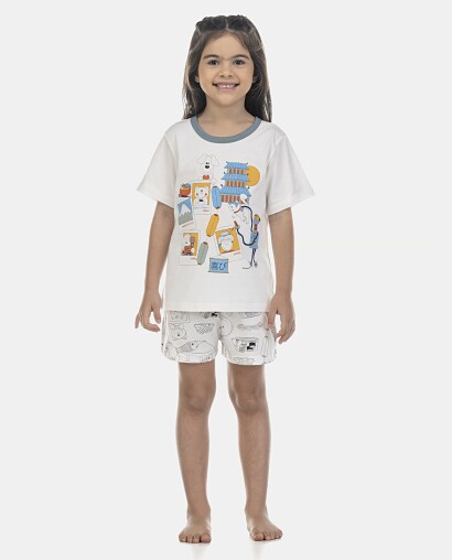 Pijama Feminino Kids Manga Curta e Short