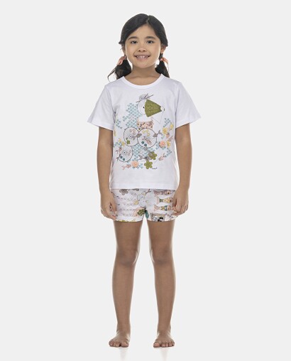 Pijama Feminino Kids Manga Curta e Short