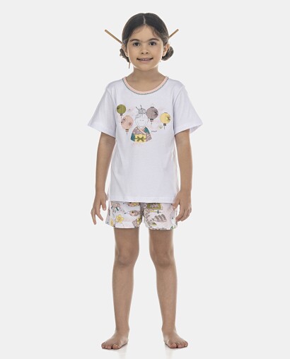 Pijama Feminino Kids Manga Curta e Short