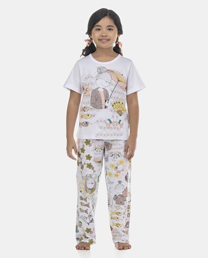 Pijama Feminino Kids Manga Curta e Calça