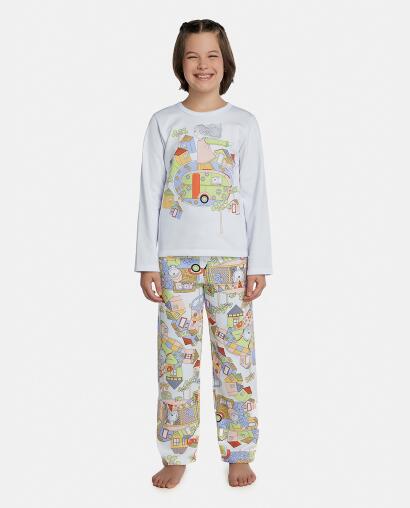 Pijama Feminino Kids Manga Longa e Calça Moletinho